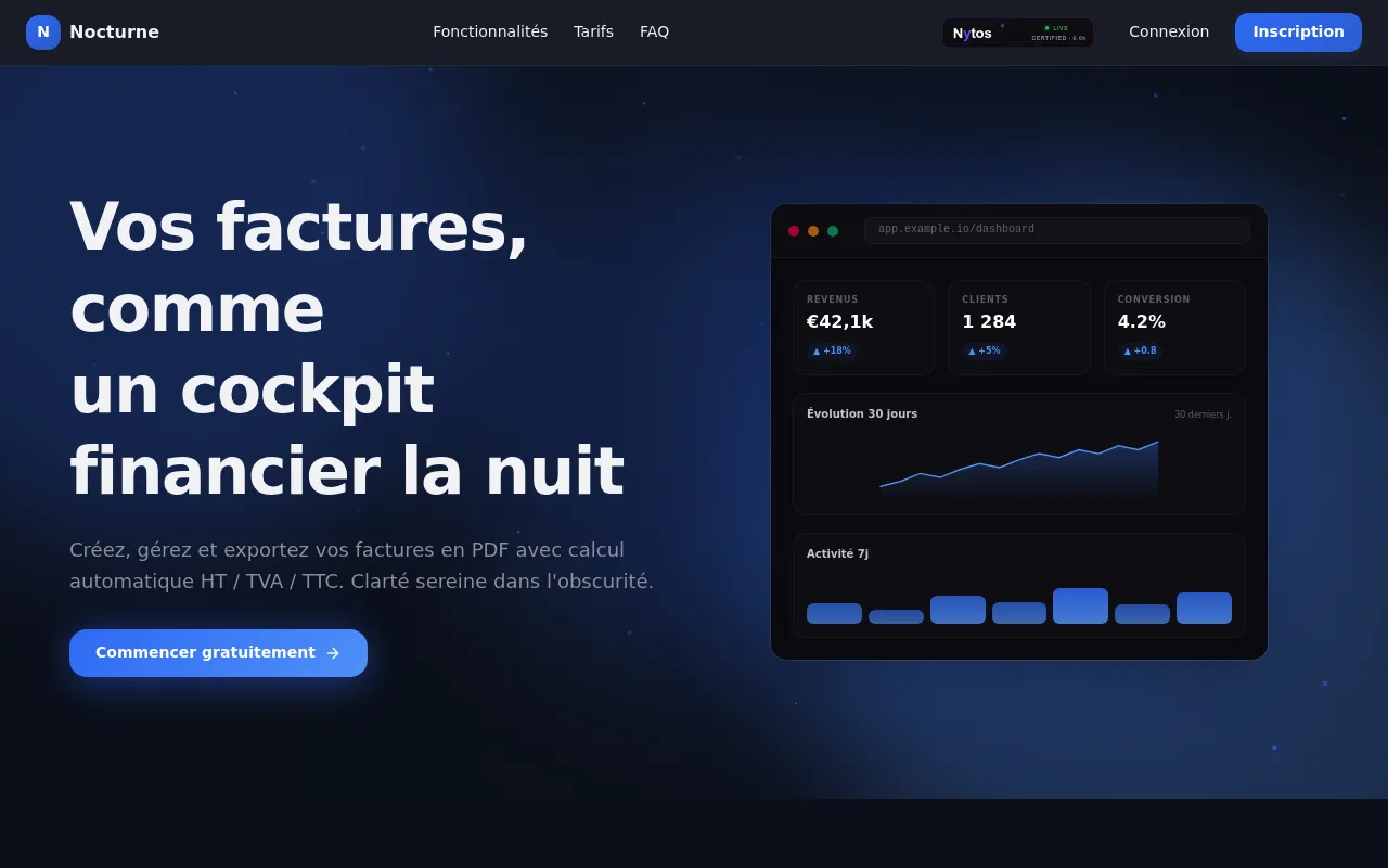 Aperçu de Un SaaS de facturation avec espace membre. L'utilisateur se