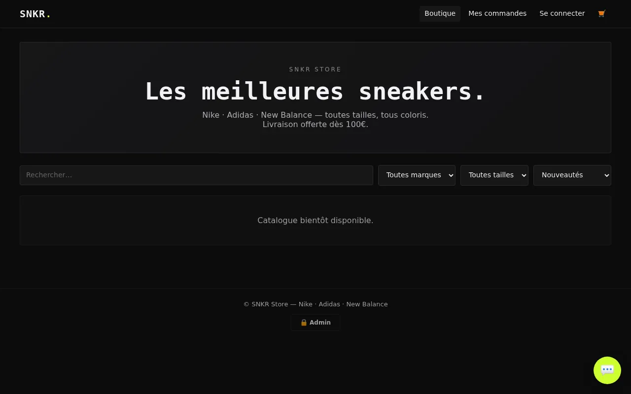 Aperçu de Crée-moi une boutique en ligne de sneakers. Je vends des bas
